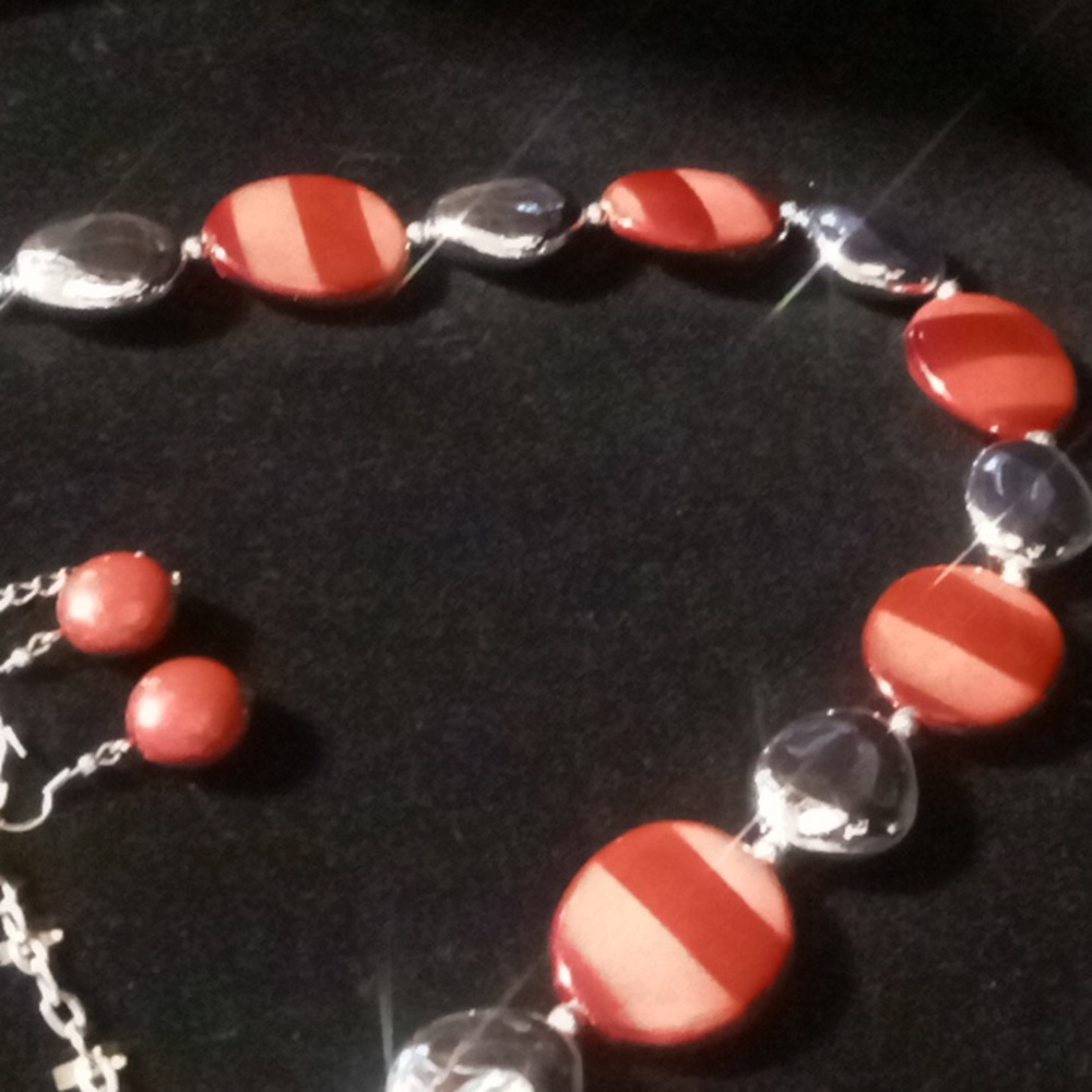 Large clay & resin beaded necklaces and earrings set. 24 inches long Nwot - Picture 6 of 9